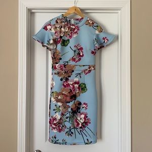 Vicidolls Blue Floral Flutter Sleeve Dress